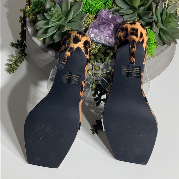 NWOT Leopard Clear Strap open toe square Stiletto - Picture 8 of 8